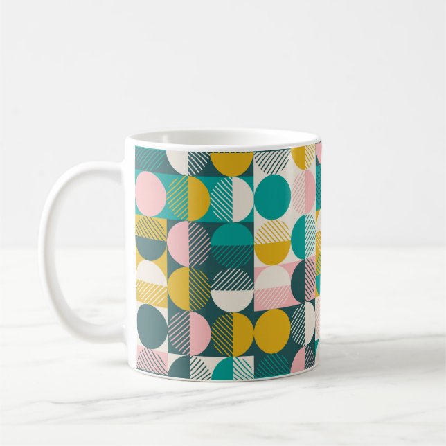 Modern vintage abstract seamless geometric pattern coffee mug (Left)