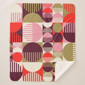 Modern vintage abstract seamless geometric pattern sherpa blanket