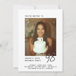 Modern Vintage Any Age Birthday Party Photo  Invitation