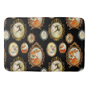 Modern Vintage Art Nouveau Girls Flowers Frames Bath Mat