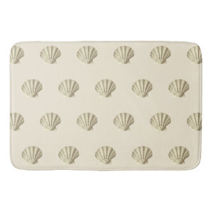 Modern Vintage Beige Gold Shells on Cream Bath Mat
