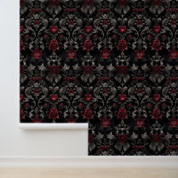 Modern Vintage Black and Red Damask Gothic