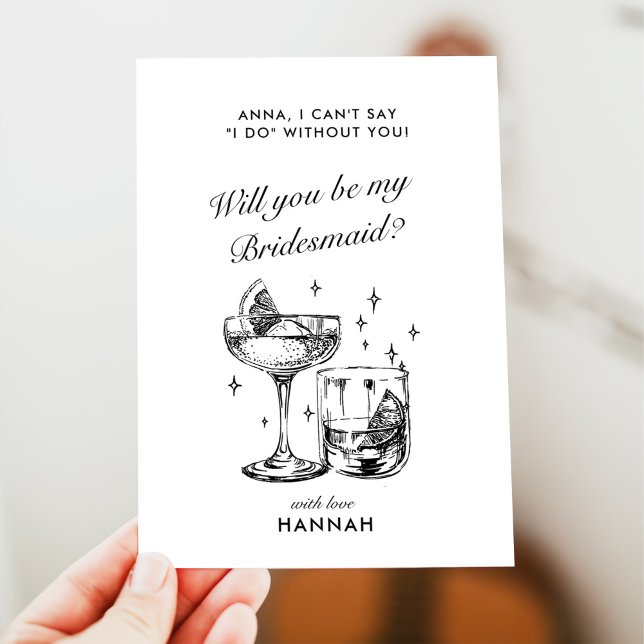 Modern Vintage Black Bridesmaid Proposal Card (Creator Uploaded)