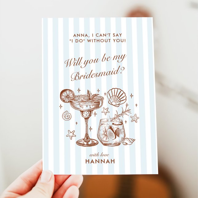 Modern Vintage Blue Bridesmaid Proposal Card (Creator Uploaded)