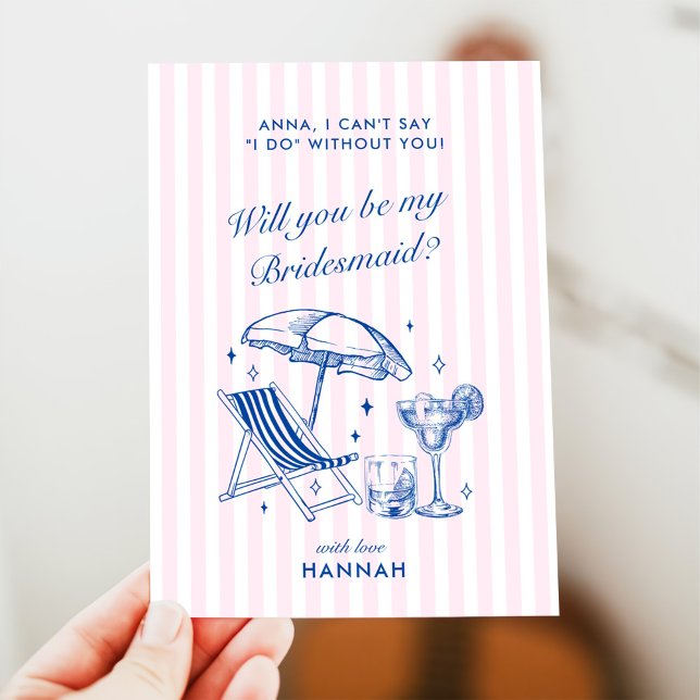 Modern Vintage Blue Bridesmaid Proposal Card (Creator Uploaded)