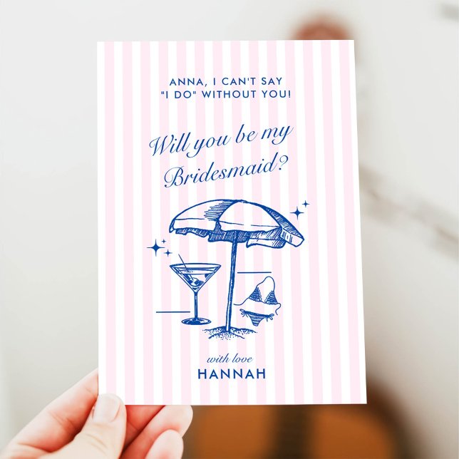 Modern Vintage Blue Bridesmaid Proposal Card (Creator Uploaded)