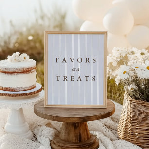 Modern Vintage Blue Pinstripe Favours & Treats Poster