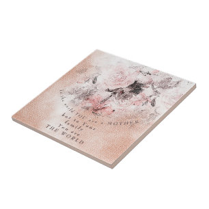 Modern-Vintage Blush Floral Mother's Day  Tile