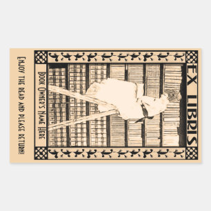 Modern Vintage Bookplate v1 Personalised Rectangular Sticker