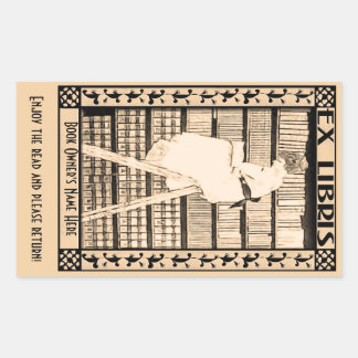 Modern Vintage Bookplate v1 Personalised Rectangular Sticker