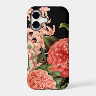 modern vintage botanical pink flowers