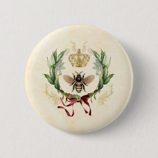 Modern Vintage Botanical Queen Bee 6 Cm Round Badge