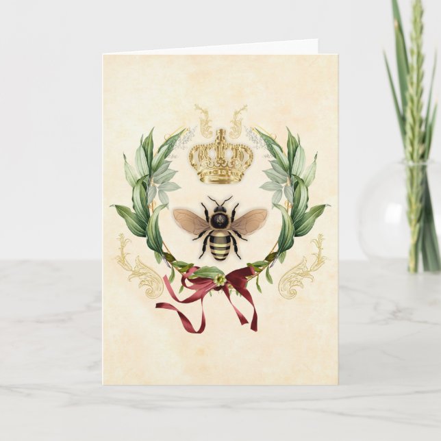 Modern Vintage Botanical Queen Bee Card (Front)