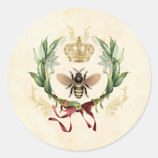 Modern Vintage Botanical Queen Bee Classic Round Sticker