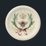 Modern Vintage Botanical Queen Bee Paper Plate<br><div class="desc">Modern Vintage Botanical Queen Bee                                        



bee honey bug insect, 
retro vintage elegant foliage, 
 blossom bouquet botanical garden , 
summer spring floral leaf , 
illustration watercolor drawing luxury, 
 crown art queen nectar, 
 cute beautiful buzz beauty , 
yellow wings flower animal, 
gold wild honeybee nature, 
insect bee honey bug , </div>