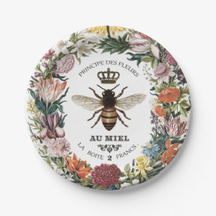 MODERN VINTAGE BOTANICAL QUEEN BEE PAPER PLATE