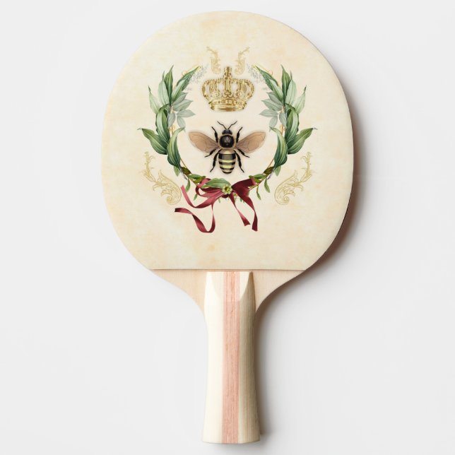 Modern Vintage Botanical Queen Bee Ping Pong Paddle (Front)