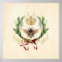 Modern Vintage Botanical Queen Bee                