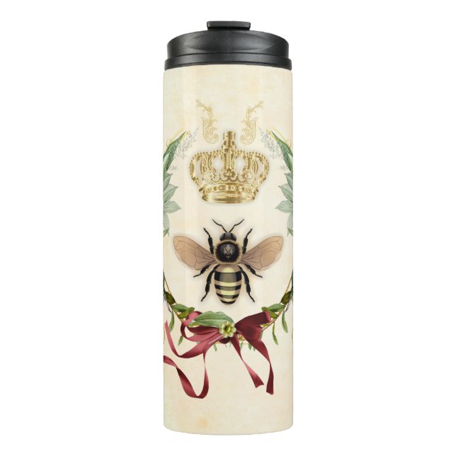 Modern Vintage Botanical Queen Bee Thermal Tumbler (Front)