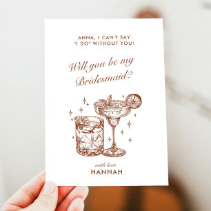 Modern Vintage Brown Bridesmaid Proposal Card