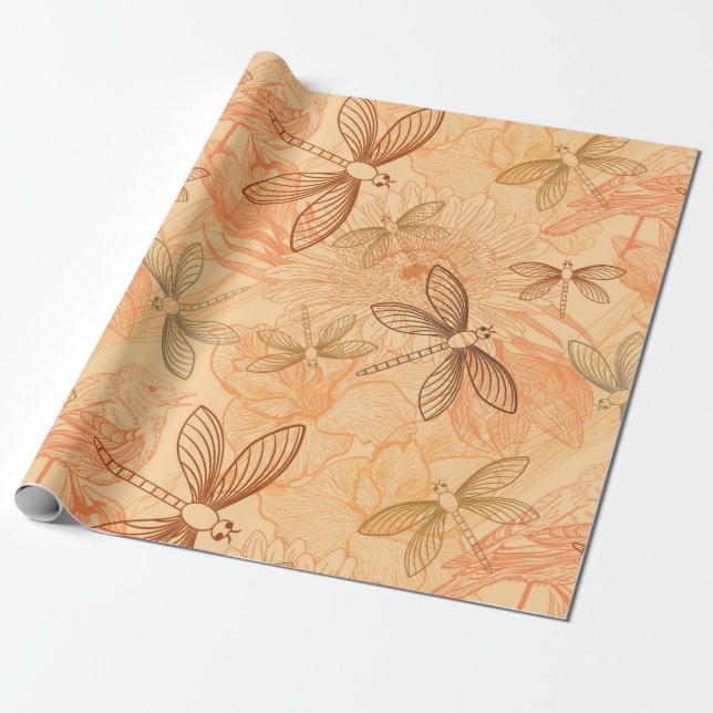 modern vintage butterflies wrapping paper (Unrolled)