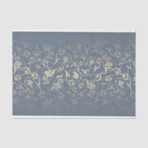Modern Vintage cadet blue gold floral pattern Tissue Paper