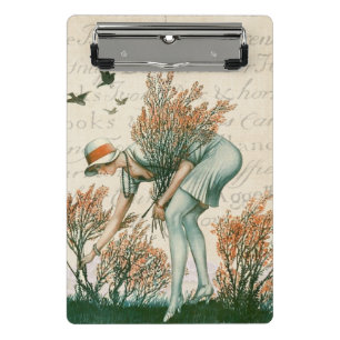 Modern vintage calligraphy script text natural mini clipboard