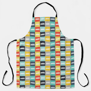 Modern Vintage Chequerboard Mini Cooper Apron