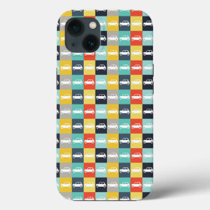 Modern Vintage Chequerboard Mini Cooper iPhone 13 Case
