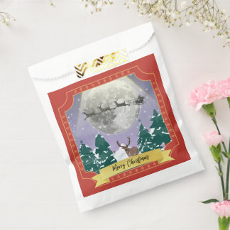 Modern Vintage Christmas Night with Santa Reindeer Favour Bags