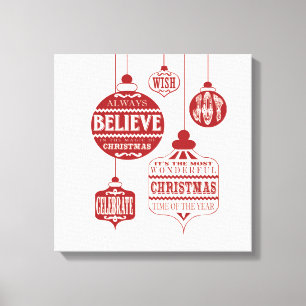 modern vintage Christmas ornaments Canvas Print