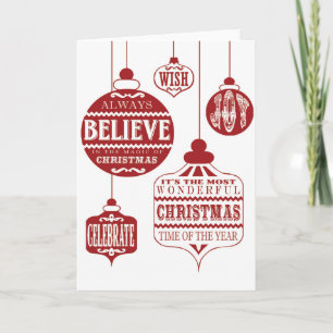 modern vintage Christmas ornaments Holiday Card