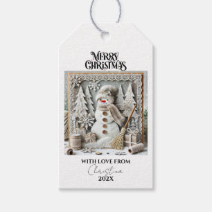 Modern Vintage Christmas Snowman  Gift Tags
