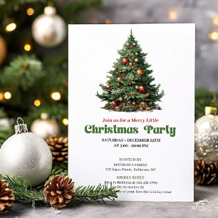 Modern Vintage Christmas Tree Party Card