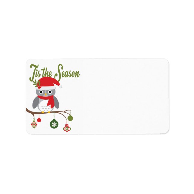 modern vintage christmas woodland owl label (Front)