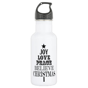 modern vintage christmas word tree 532 ml water bottle