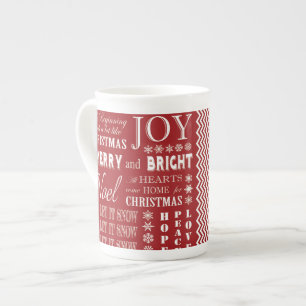 modern vintage Christmas words Bone China Mug