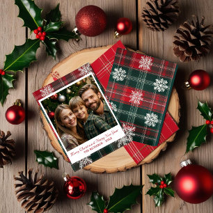Modern Vintage Classic Snowflakes photo  Holiday Card