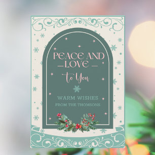 Modern Vintage Classic Winter Peace Love  Holiday Card