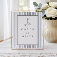 Modern Vintage Coastal Sailboat Table Card & Gift