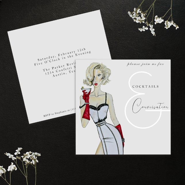 Modern Vintage Cocktails and Conversation Party  Invitation (Creator Uploaded)
