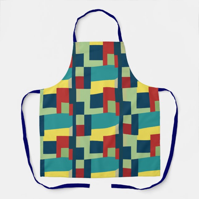 Modern Vintage Colourful Geometric Pattern Apron (Front)