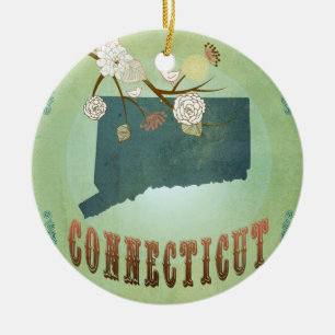Modern Vintage Connecticut State Map – Sage Gree Ceramic Tree Decoration