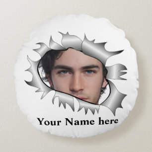 Modern Vintage Custom photo in a hole Round Cushion