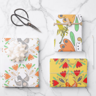 Modern vintage cute birthday for her colourful gif wrapping paper sheet