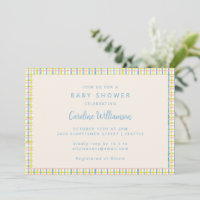 Modern Vintage Cute Pastel Plaid Baby Shower