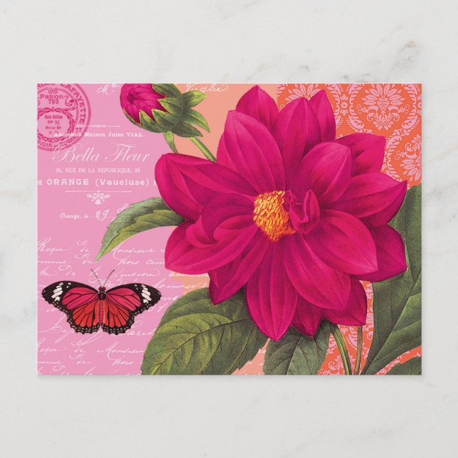 modern vintage dahlia postcard (Front)