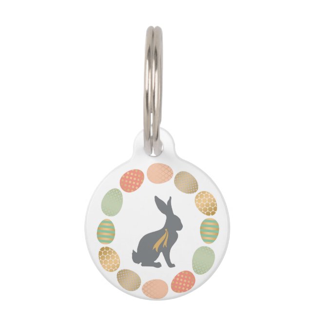 Modern vintage Easter bunny and eggs Pet Tag (Front)