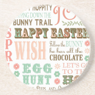 Modern Vintage Easter typography word collage Coaster