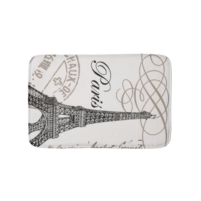 modern vintage Eiffel Tower Bath Mat (Front)